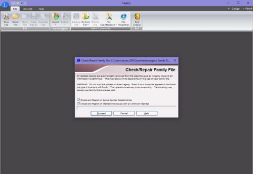 Check/Repair File Popup legacy software error
