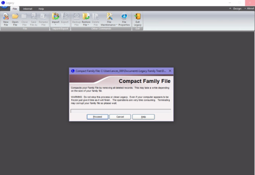 Screen shot of compact file popup
