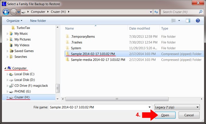 restore legacy family tree files