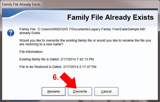 restore legacy family tree files