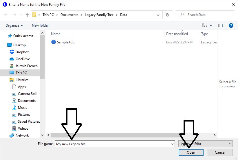 import a PAF file into legacy